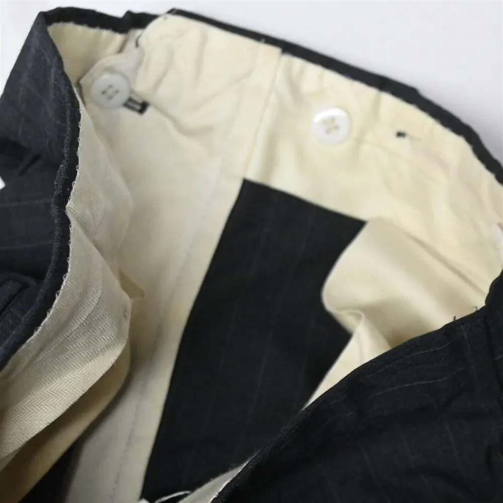 Vtg Bespoke 90s 42L 30x30‎ Gray Stripe Slim USA Made Mens Jacket Pants Suit